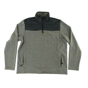 Eddie Bauer Womens Sweater L Grey Black Puffer Long Sleeve Half Zip Up